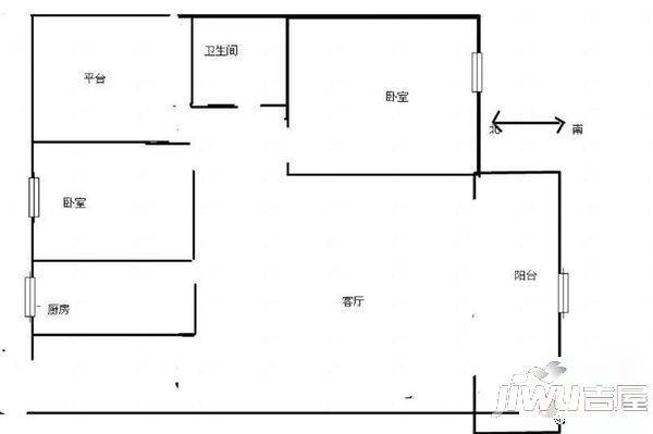 燕都金地城3室2厅1卫115㎡户型图