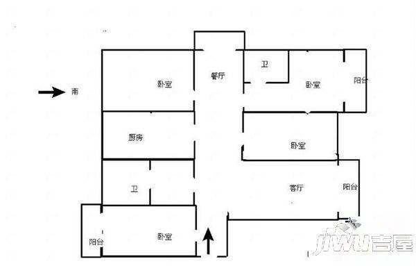 燕都金地城3室2厅1卫115㎡户型图