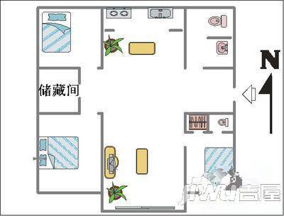 海天阳光园3室2厅1卫户型图