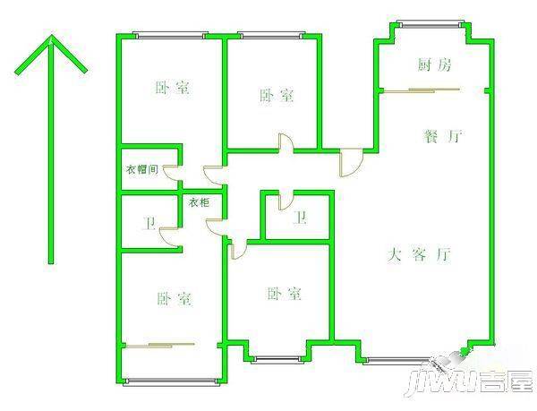 海天阳光园3室2厅1卫户型图