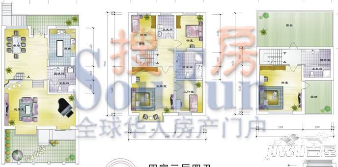 香槟小郡4室2厅4卫234.9㎡户型图