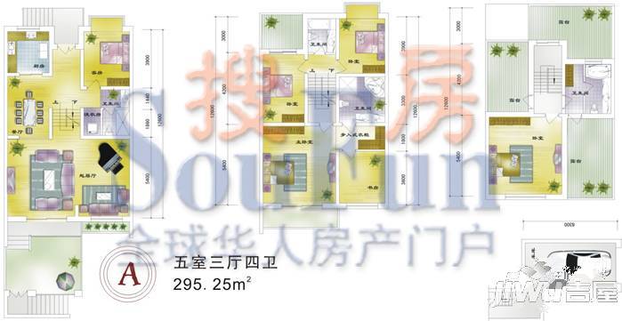 香槟小郡4室2厅4卫234.9㎡户型图