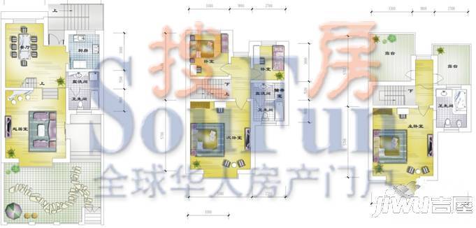 香槟小郡4室2厅4卫234.9㎡户型图