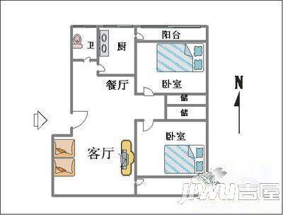 东海盛景园2室2厅1卫104㎡户型图