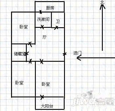 新浩城南区3室1厅1卫96㎡户型图