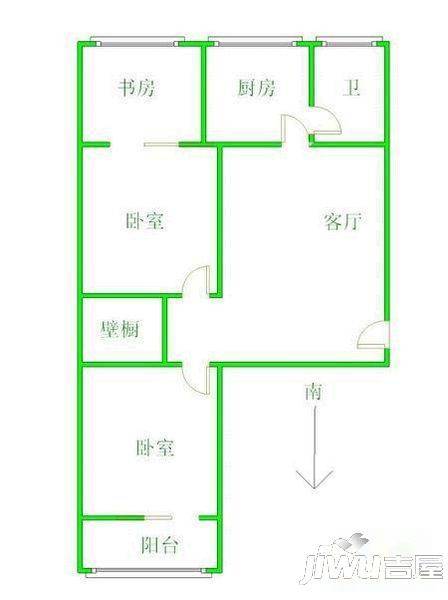 瑞国花园2室1厅1卫户型图