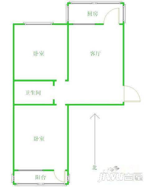 瑞国花园2室1厅1卫户型图