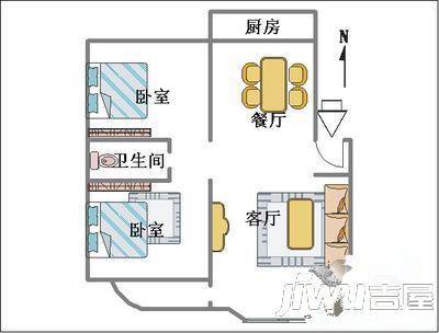 瑞国花园2室1厅1卫户型图