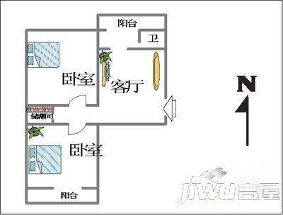 瑞国花园2室1厅1卫户型图