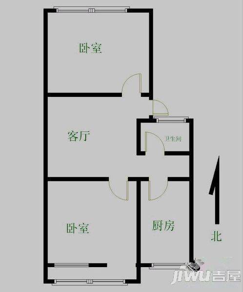 瑞国花园2室1厅1卫户型图