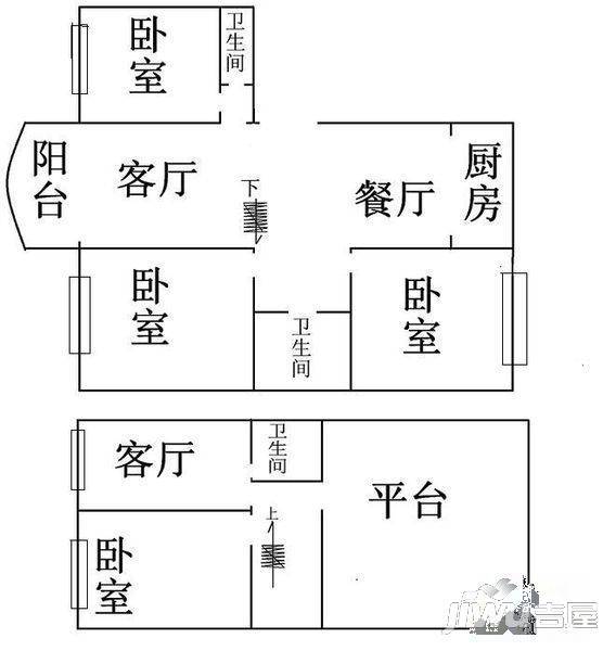 世纪花园3室2厅2卫户型图