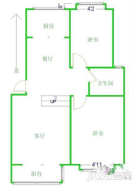 天然城2室2厅2卫95.6㎡户型图