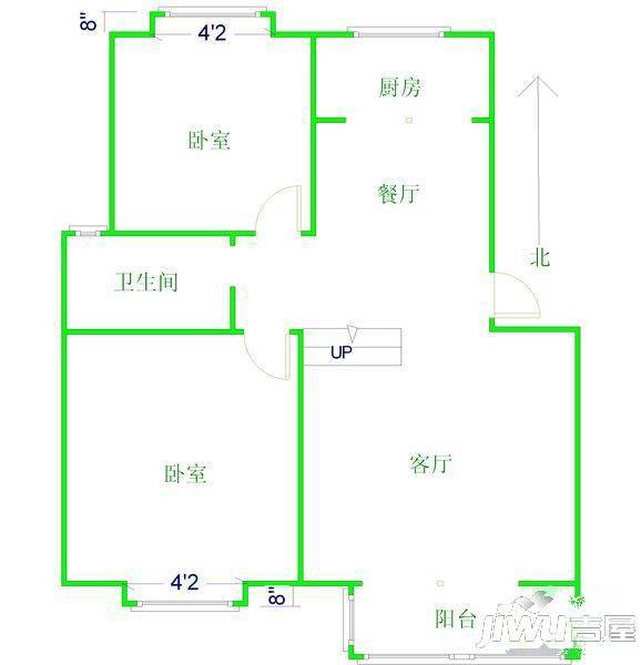 天然城2室2厅2卫95.6㎡户型图