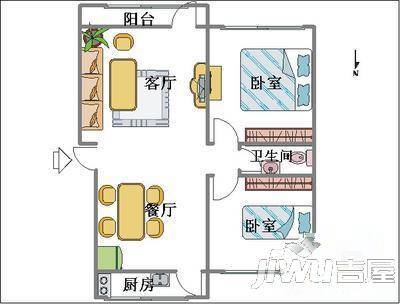 天然城2室2厅2卫95.6㎡户型图