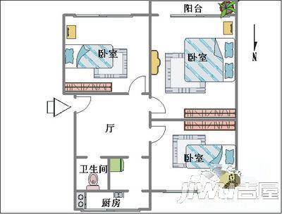 柏林小区3室1厅1卫户型图