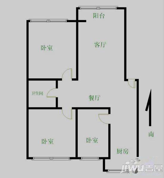 石门小区2室2厅1卫户型图