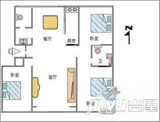 石门小区2室2厅1卫户型图