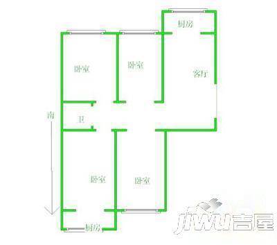 石门小区2室2厅1卫户型图