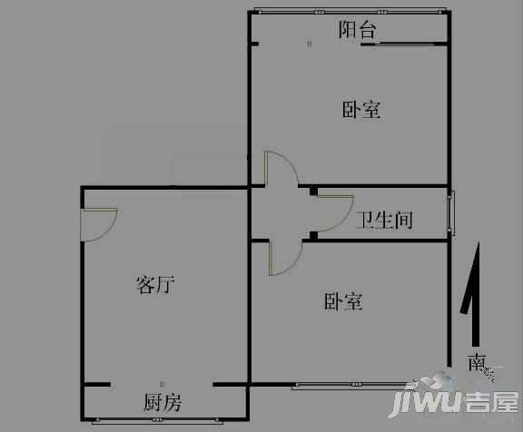 石门小区2室2厅1卫户型图