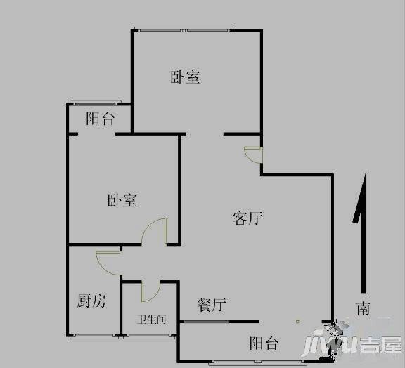 石门小区2室2厅1卫户型图