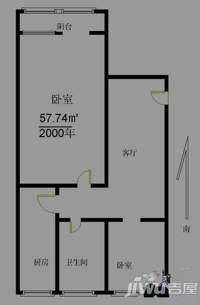 石门小区2室2厅1卫户型图