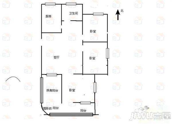 石门小区2室2厅1卫户型图