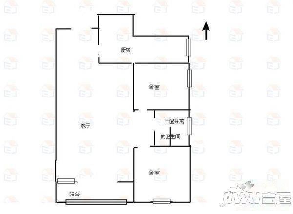 石门小区2室2厅1卫户型图