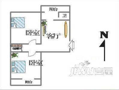 鑫城小区2室2厅1卫户型图