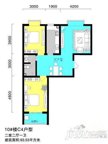 文景苑2室2厅1卫93.5㎡户型图