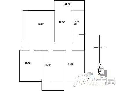 华联物贸宿舍3室2厅2卫132㎡户型图