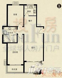 博仕名筑1室1厅1卫64.8㎡户型图