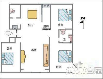 鑫城小区2室2厅1卫户型图