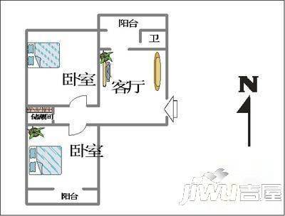 宁安小区2室1厅1卫63㎡户型图