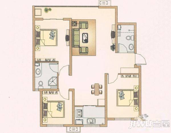 谈固国瑞城2室2厅1卫93㎡户型图