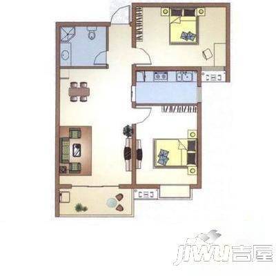 谈固国瑞城2室2厅1卫93㎡户型图