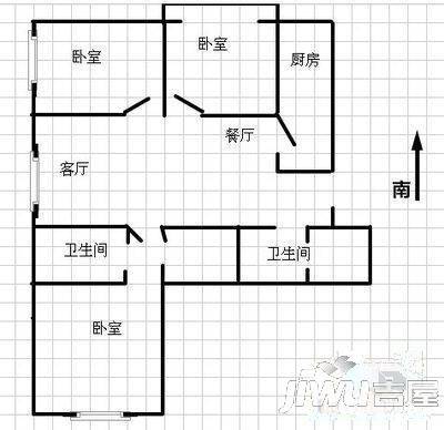 谈固国瑞城2室2厅1卫93㎡户型图