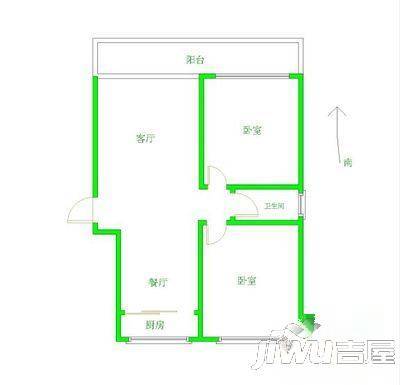 谈固国瑞城2室2厅1卫93㎡户型图