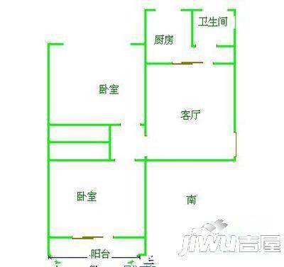 泰安小区2室1厅1卫62㎡户型图