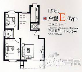 旭景琴园3室2厅2卫127.6㎡户型图