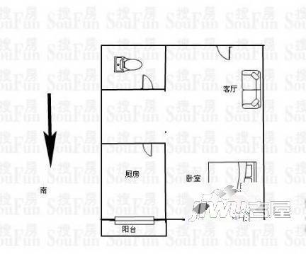 宾南花园2室2厅1卫户型图