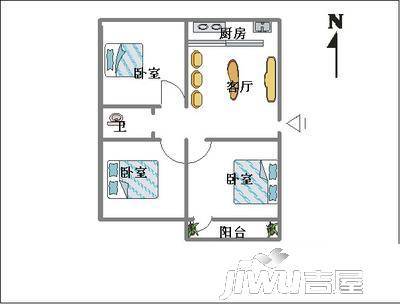 宾南花园2室2厅1卫户型图