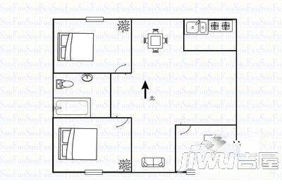 裕翔园3室1厅1卫110㎡户型图