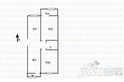 东方国际2室2厅1卫110㎡户型图