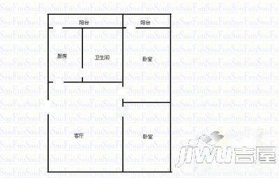 玲珑苑2室1厅1卫74㎡户型图