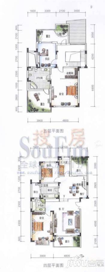 水榭花都4室2厅3卫246.1㎡户型图