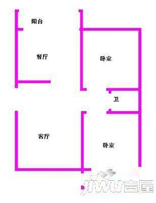 北新街174号院2室2厅1卫96㎡户型图