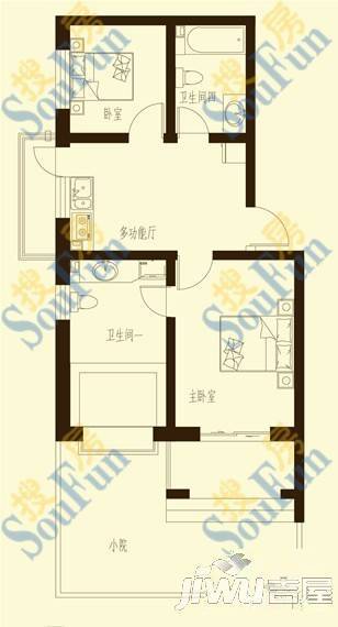 颐和山水2室1厅1卫72.9㎡户型图