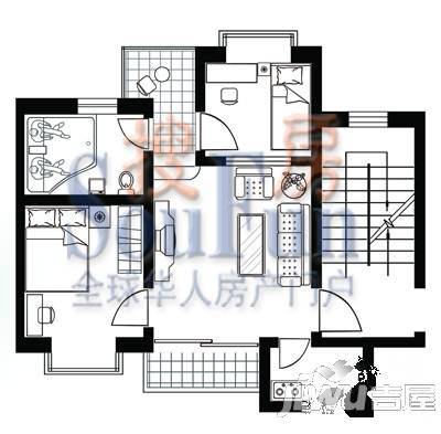 千百度澜珊3室2厅2卫85.6㎡户型图