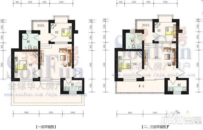 水云涧2室1厅1卫61㎡户型图