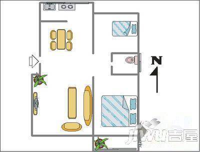 工农路纺器厂宿舍2室1厅1卫63㎡户型图